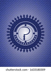 sickle icon inside badge with jean texture