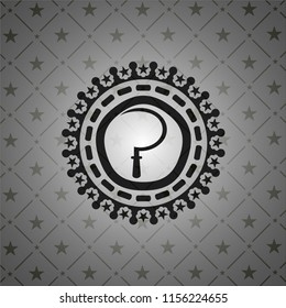 sickle icon inside black emblem. Vintage.