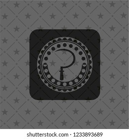 sickle icon inside black emblem
