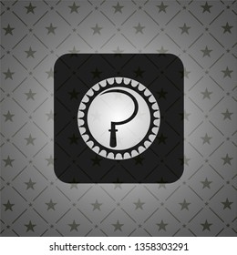 sickle icon inside black emblem. Vintage.