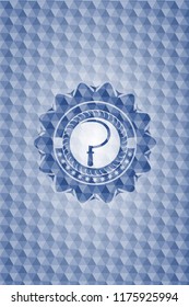 sickle icon inside blue badge with geometric pattern background.