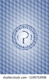 sickle icon inside blue badge with geometric pattern background.