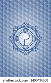 sickle icon inside blue badge with geometric pattern background.