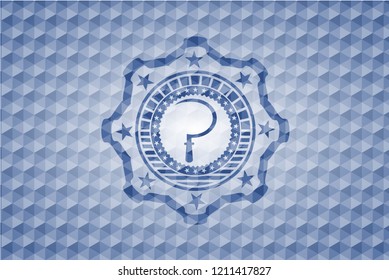 sickle icon inside blue hexagon badge.