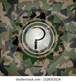 sickle icon inside camo emblem