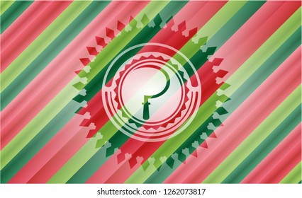 sickle icon inside christmas colors emblem.