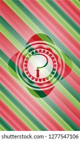 sickle icon inside christmas colors badge.
