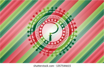 sickle icon inside christmas colors emblem.
