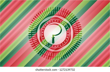 sickle icon inside christmas emblem background.