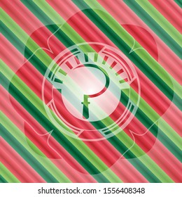 sickle icon inside christmas style emblem.