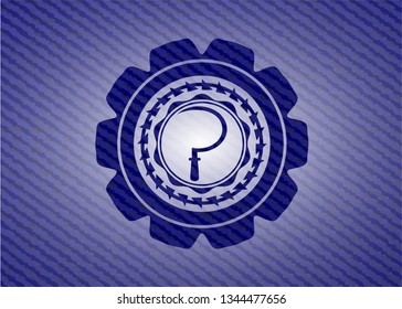 sickle icon inside emblem with denim high quality background