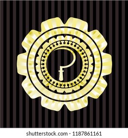 sickle icon inside gold badge or emblem