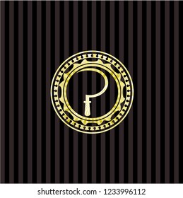 sickle icon inside gold badge