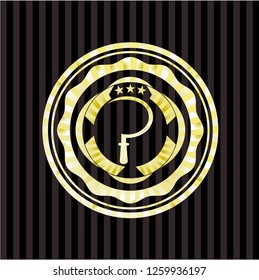 sickle icon inside gold badge