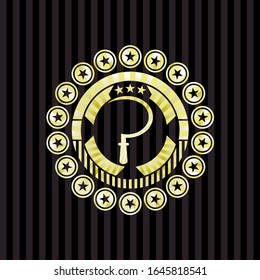 Sichelsymbol in goldenem glänzendem Emblem