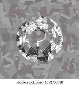 sickle icon inside grey camo texture