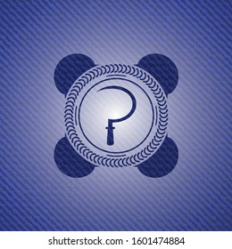 sickle icon inside jean background