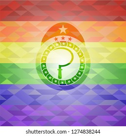 sickle icon inside lgbt colors emblem 