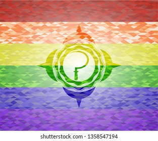 sickle icon inside lgbt colors emblem 