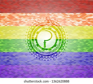 sickle icon inside lgbt colors emblem 