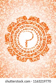 sickle icon inside orange mosaic emblem