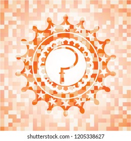 sickle icon inside orange mosaic emblem