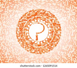 sickle icon inside orange mosaic emblem