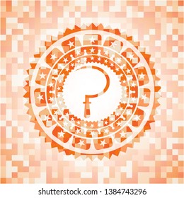 sickle icon inside orange mosaic emblem