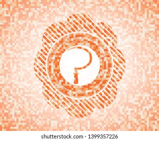 sickle icon inside orange mosaic emblem with background