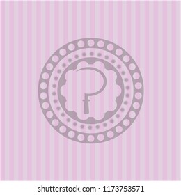 sickle icon inside pink emblem