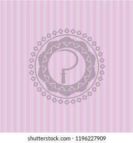 sickle icon inside pink emblem