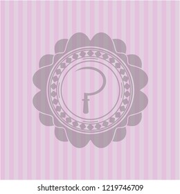 sickle icon inside pink emblem. Vintage.