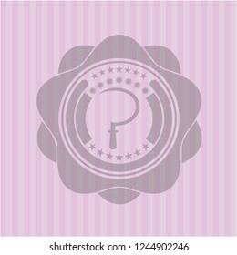 sickle icon inside pink emblem. Retro