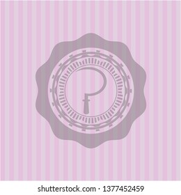 sickle icon inside pink emblem. Retro