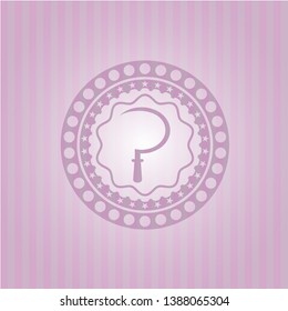 sickle icon inside pink emblem