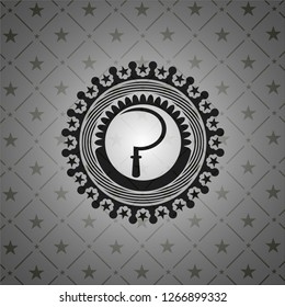 sickle icon inside realistic black emblem