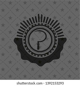 sickle icon inside realistic black emblem