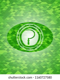 sickle icon inside realistic green mosaic emblem