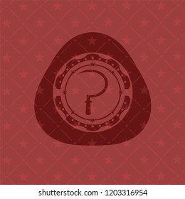 sickle icon inside red emblem. Retro