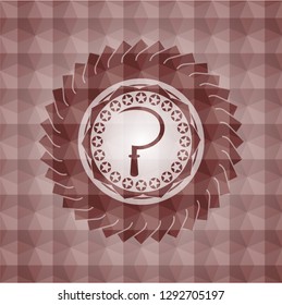 sickle icon inside red geometric pattern emblem. Seamless.