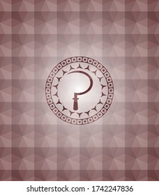 icono de la hoz dentro del emblema del patrón geométrico rojo. Sin inconveniente. 
