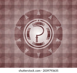 sickle icon inside red geometric emblem. Seamless. 