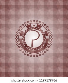 sickle icon inside red seamless emblem with geometric background.