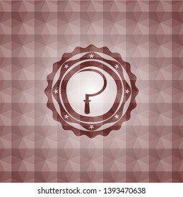 sickle icon inside red seamless geometric emblem.