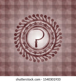 sickle icon inside red seamless geometric badge.