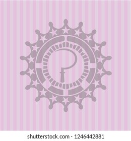sickle icon inside retro pink emblem