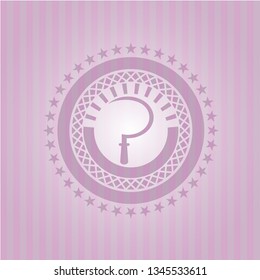 sickle icon inside retro pink emblem