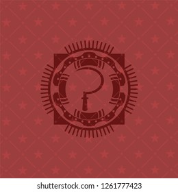 sickle icon inside retro red emblem