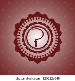 sickle icon inside retro style red emblem