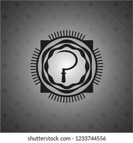sickle icon inside retro style black emblem